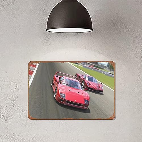 Ferrari F40 '92 Metal Tin Sign Vintage Wall Art Decoration Living Room Bathroom Kitchen Game Poster Decor 8 * 12 Inches