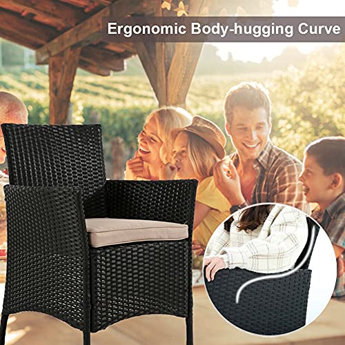 MAXCBD Patio Furniture Set 4 Pcs Outdoor Wicker Sofas Rattan Chair Wicker Conversation