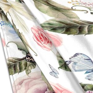 Flower Rose Butterfly Pattern Satin Pillow Cases Silk Satin Pillowcase for Hair and Skin Standard Set of 2 Super Soft Silk Pillowcase with Envelope Closure (20x26 in)