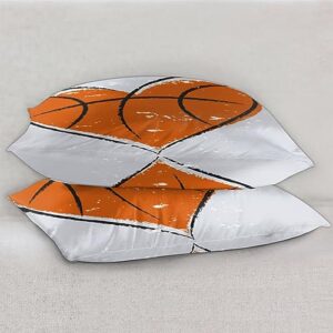 Heart Shape Basketball Satin Pillow Cases Silk Satin Pillowcase for Hair and Skin Standard Set of 2 Super Soft Silk Pillowcase with Envelope Closure (20x26 in)