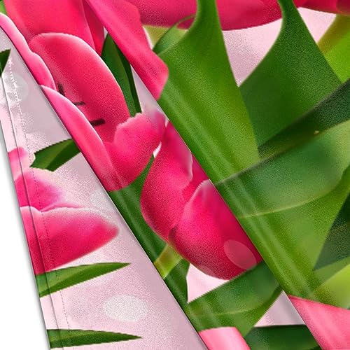 Floral Tulip Satin Pillow Cases Silk Satin Pillowcase for Hair and Skin Standard Set of 2 Super Soft Silk Pillowcase with Envelope Closure (20x26 in)