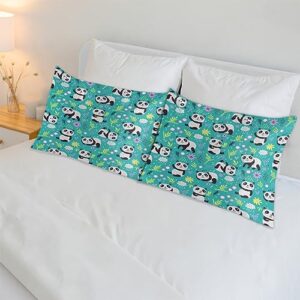 Floral Panda Satin Pillow Cases Silk Satin Pillowcase for Hair and Skin Standard Set of 2 Super Soft Silk Pillowcase with Envelope Closure (20x26 in)