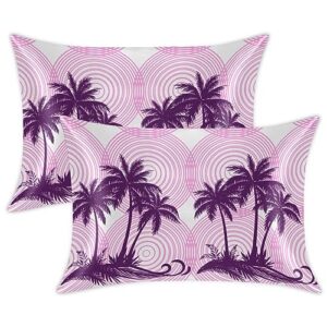 palms trees satin pillow cases silk satin pillowcase for hair and skin standard set of 2 super soft silk pillowcase with envelope closure (20x26 in)