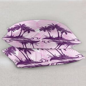 Palms Trees Satin Pillow Cases Silk Satin Pillowcase for Hair and Skin Standard Set of 2 Super Soft Silk Pillowcase with Envelope Closure (20x26 in)
