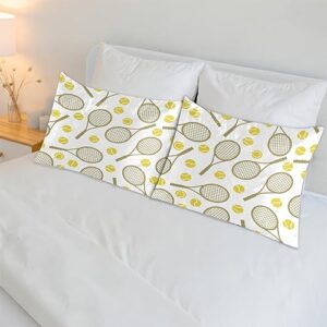 Tennis Rackets Satin Pillow Cases Silk Satin Pillowcase for Hair and Skin Standard Set of 2 Super Soft Silk Pillowcase with Envelope Closure (20x26 in)