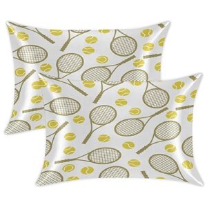 tennis rackets satin pillow cases silk satin pillowcase for hair and skin standard set of 2 super soft silk pillowcase with envelope closure (20x26 in)