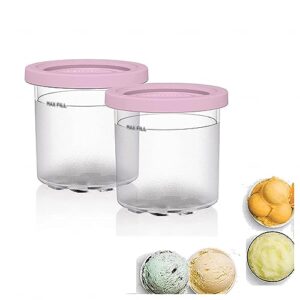 evanem 2/4/6pcs creami containers, for creami ninja,16 oz ice cream containers for freezer bpa-free,dishwasher safe compatible nc301 nc300 nc299amz series ice cream maker,pink-6pcs