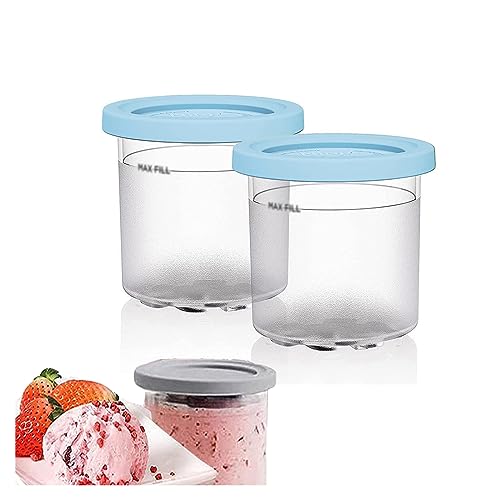 EVANEM 2/4/6PCS Creami Deluxe Pints, for Ninja Ice Cream Maker Pints,16 OZ Ice Cream Storage Containers Bpa-Free,Dishwasher Safe Compatible NC301 NC300 NC299AMZ Series Ice Cream Maker,Blue-4PCS