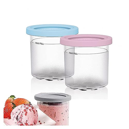 EVANEM 2/4/6PCS Creami Containers, for Creami Ninja,16 OZ Ice Cream Containers Dishwasher Safe,Leak Proof Compatible with NC299AMZ,NC300s Series Ice Cream Makers,Pink+Blue-6PCS