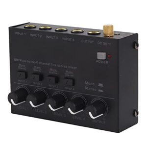 4 channel audio mixer, low noise 4 channel studio headphone amplifier for studio (us plug)