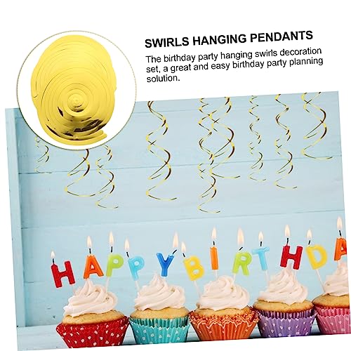 NOLITOY 4pcs 3 Spiral Charm Gold Locket Baby Decor Christmas Tree Decorations Shiny Foil Swirls for 30th Birthday Party Favors Ceiling Hanging Swirl PVC Birthday Party Backdrop Pendant