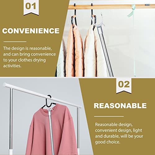 Abaodam 3pcs stitching clothes rail professional dresses specialty tools accessories outdoor closet hooks reach closet pole reach pole hook Clothes Drying Rod Sturdy Clothes Pole CD