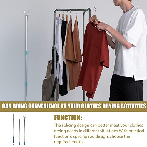 Abaodam 3pcs stitching clothes rail professional dresses specialty tools accessories outdoor closet hooks reach closet pole reach pole hook Clothes Drying Rod Sturdy Clothes Pole CD