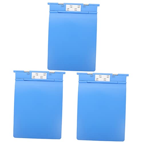 MAGICLULU 3pcs Case Folder Pencils Plastic Folder A4 Binder Folder Organizer for Desk Hanging File Organizer File Folder Labels Clip Boards Exam Paper Base Nursing Clipboard Blue