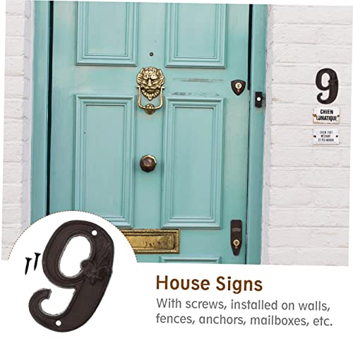 STOBOK 2pcs Cast Ironmetaldigital Door Number Signs Modern House Number Street Numbers House Sticker by Letter Numbers Stickers Digital Sign House Numbers Door Address Numbers House Signs