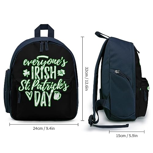 Everyones Irish on St Patricks Day Backpack Lightweight Travel Work Bag Casual Daypack Business Laptop Backpack for Women Men