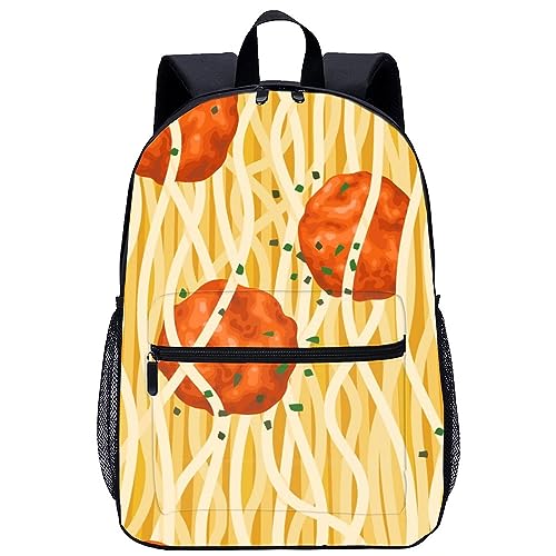 Spaghetti Meatballs Pattern Laptop Backpack for Men Women 17 Inch Travel Daypack Lightweight Shoulder Bag