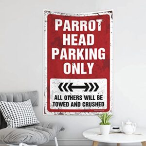 Bedroom Door Decorations Parrot Head Parking Only Tapestry Space Decorations Beer Decorations for Man Cave (Size : 75X100CM)