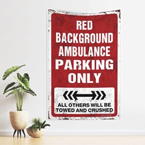 bedroom door decorations red background ambulance parking only tapestry space decorations beer decorations for man cave (size : 75x100cm)