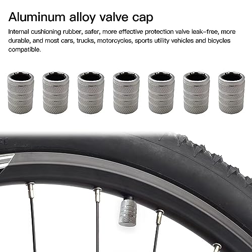 8 Pcs Aluminum Tire Stem Valve Caps Aluminium Car Dustproof Wheel Air Port Caps Cover(Silver)