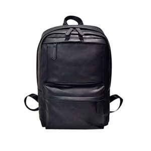 nsqfkall men's women's leather backpack laptop satchel travel school rucksack bag insulated backpack bag (black, one size)