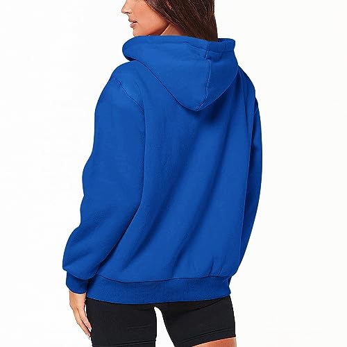 mjhGcfj Women's Cute Hoodies Teen Girl Fall Oversized Sweatshirts Halloween Print Drawstring Zip Up Y2K Hoodie with Pockets A10-Blue, XX-Large