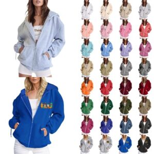 mjhgcfj women's cute hoodies teen girl fall oversized sweatshirts halloween print drawstring zip up y2k hoodie with pockets a10-blue, xx-large