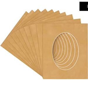 CountryArtHouse Beige Suede Acid Free 9x12 Oval Picture Frame Mat with White Core Bevel Cut for 5.5x8.5 Pictures - Fits 9x12 Frame - Pack of 25 Matboard Show Kits With Acid Free Backings & Clear Bags