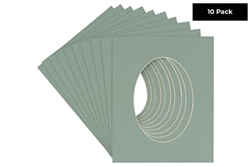 Seafoam Green Acid Free 16x40 Oval Picture Frame Mat with White Core Bevel Cut for 12x36 Pictures - Fits 16x40 Frame - Pack of 10 Matboard Show Kits With Acid Free Backings & Clear Bags