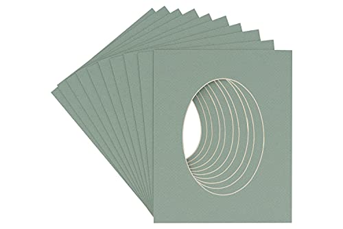 Seafoam Green Acid Free 16x40 Oval Picture Frame Mat with White Core Bevel Cut for 12x36 Pictures - Fits 16x40 Frame - Pack of 10 Matboard Show Kits With Acid Free Backings & Clear Bags