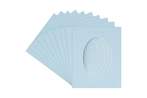 CountryArtHouse Baby Blue Acid Free 16x20 Oval Picture Frame Mat with White Core Bevel Cut for 13x18 Pictures - Fits 16x20 Frame - Pack of 25 Matboards