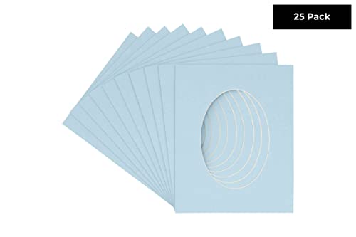 CountryArtHouse Baby Blue Acid Free 16x20 Oval Picture Frame Mat with White Core Bevel Cut for 13x18 Pictures - Fits 16x20 Frame - Pack of 25 Matboards