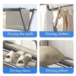 Folding Retractable Collapsible Drying Rack Clothing，Space-Saving Laundry Rack, Aluminum Alloy Drying Rack，Isometric Windproof Hanging Holes，Windproof Foot Support， Clothes Drying Racks Outdoor