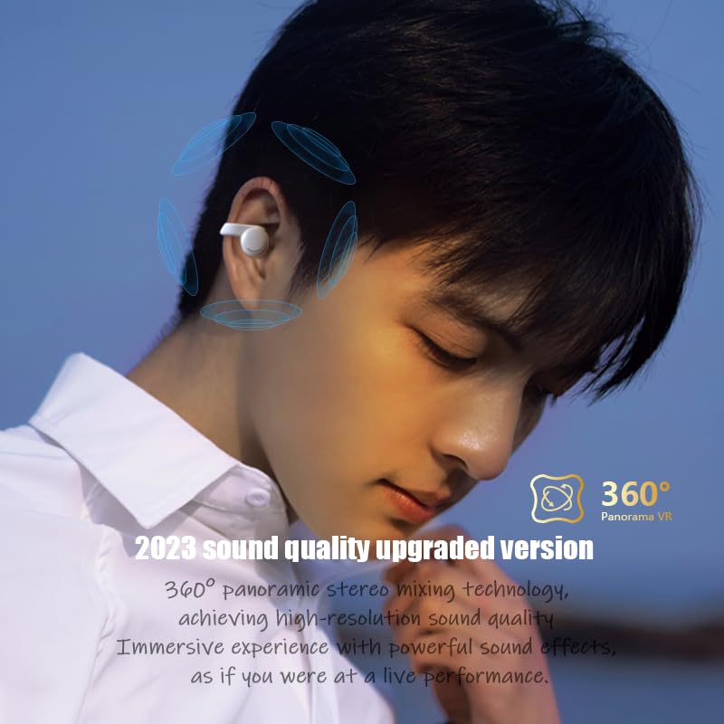 Clip on Ear Buds Wireless Bluetooth Earbuds Open Ear Clip Earbuds Wireless Ear Clip Headphones Ear Clips Bone Conduction Headphones Air Conduction Headphones Earphones Earrings Ear Clip for Sports