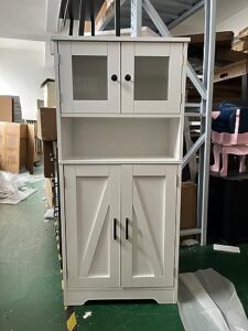 cremore farmhouse kitchen pantry storage cabinet, freestanding hutch with doors and shelves, coffee bar, cupboard for dining room