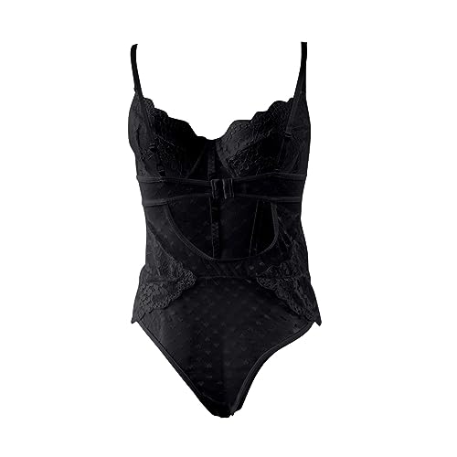 Sexy Clothes For Women, Fun Underwear Lace Heart Embroidery Mesh Bra Underwear Set Woman Lingerie Panties Women Teddy Bodysuit Set Sex Lingerie Lengerie Outfit Bikini Lingerie (XXL, Black)