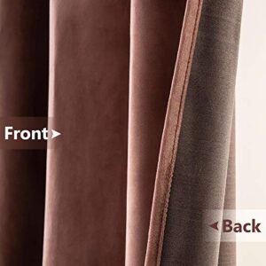 MIULEE Velvet Curtains Dusty Rose Grommet Curtains Thermal Insulated Soundproof Room Darkening Curtains/Drapes for Living Room Bedroom Decor 52x90 Inch Set of 2 Bundle Pinch Pleated Curtains 2 Panels