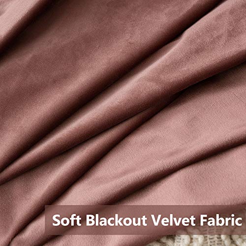 MIULEE Velvet Curtains Dusty Rose Grommet Curtains Thermal Insulated Soundproof Room Darkening Curtains/Drapes for Living Room Bedroom Decor 52x90 Inch Set of 2 Bundle Pinch Pleated Curtains 2 Panels