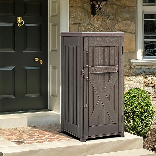 YITAHOME 60 Gallon Large Package Delivery and Storage Box with Lockable Secure, Double-Wall Resin Outdoor Package Delivery and Waterproof Deck Box for Porch, Curbside, 8.5 Cubic feet, Brown