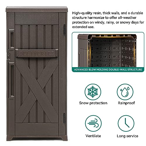 YITAHOME 60 Gallon Large Package Delivery and Storage Box with Lockable Secure, Double-Wall Resin Outdoor Package Delivery and Waterproof Deck Box for Porch, Curbside, 8.5 Cubic feet, Brown