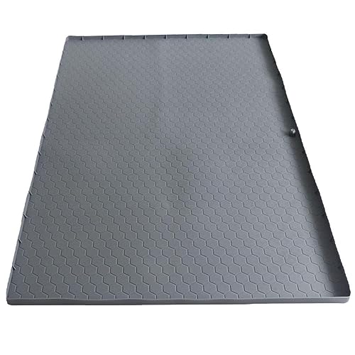 Under Sink Mat, 34 x 22 Flexible Silicone Waterproof Cabinet Protector Mats Under Sink Liner Tray for Drips Leaks Spills with Drain Hole Sink Cabinet Protector Mats for Bathroom/Kitchen