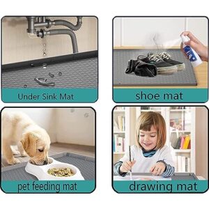 Under Sink Mat, 34 x 22 Flexible Silicone Waterproof Cabinet Protector Mats Under Sink Liner Tray for Drips Leaks Spills with Drain Hole Sink Cabinet Protector Mats for Bathroom/Kitchen