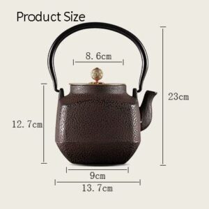 Cast Iron Teapot Cast Iron Tea Kettle Cast Iron Whistling Tea Kettlewith Cool Toch Ergonomic Handle Cast Iron Tea Kettle Stovetop Safe Water Kettle Electric Stovetops (Color : A, Size : 2)