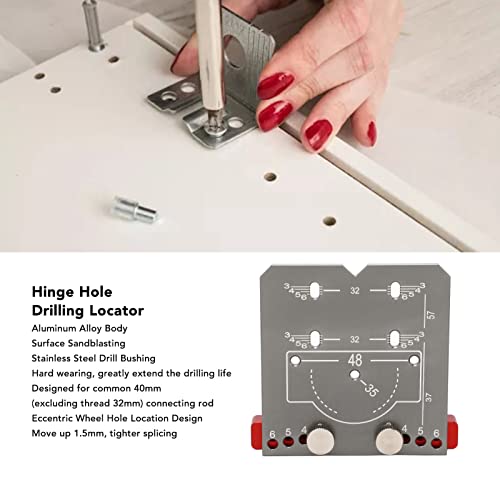 Stainless Steel Cup Style Concealed Hinge Jig with Clamp,35mm Drilling Guide Hole Punch Locator Kit for Cabinet Door Hinges Inset Improve Mounting Efficiency (S)