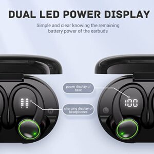 for Motorola Edge (2022) Wireless Earbuds Bluetooth Headphones 48hrs Play Back Sport Earphones with LED Display Over-Ear Buds with Earhooks Built-in Mic - Black