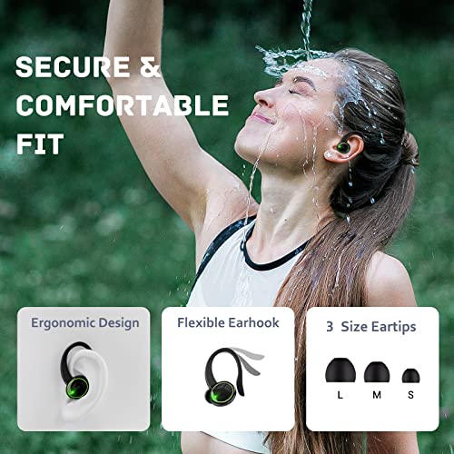 for Samsung Galaxy Note20 Wireless Earbuds Bluetooth Headphones 48hrs Play Back Sport Earphones with LED Display Over-Ear Buds with Earhooks Built-in Mic - Black