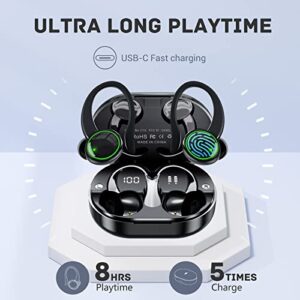 for Samsung Galaxy S23+ Wireless Earbuds Bluetooth Headphones 48hrs Play Back Sport Earphones with LED Display Over-Ear Buds with Earhooks Built-in Mic - Black