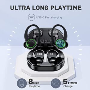 for Samsung Galaxy Z Flip3 Wireless Earbuds Bluetooth Headphones 48hrs Play Back Sport Earphones with LED Display Over-Ear Buds with Earhooks Built-in Mic - Black