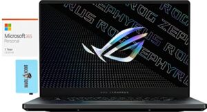 asus rog zephyrus g15 gaming & business laptop (amd ryzen 9 5900hs 8-core, 16gb ram, 2x2tb pcie ssd (4tb), geforce rtx 3080, win 11 home) with ms 365 personal, hub