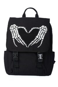 lost queen gothic darkest love knapsack bone skeleton heart hands backpack